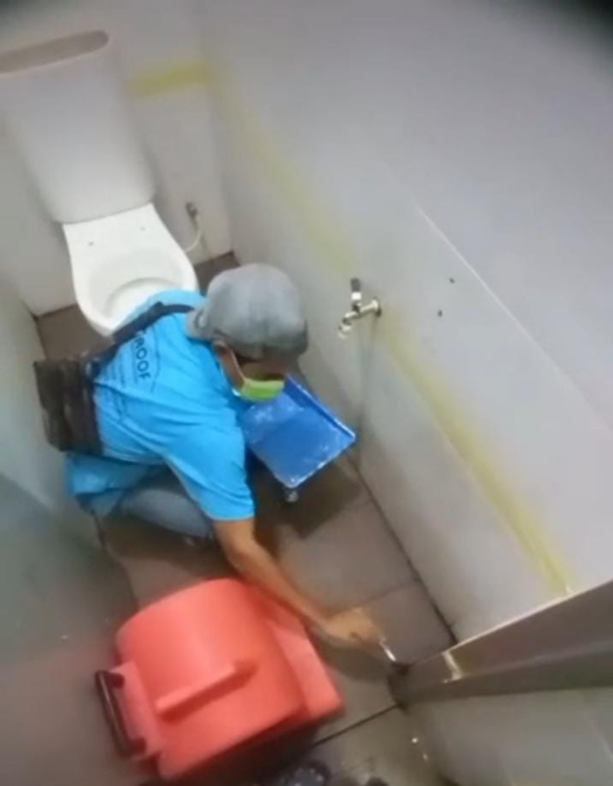 Nano treatment applied to bathroom tile grout without removing existing tiles.